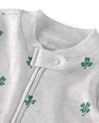 Baby Organic Cotton Sleep & Play Pajamas in Lucky Clovers Print