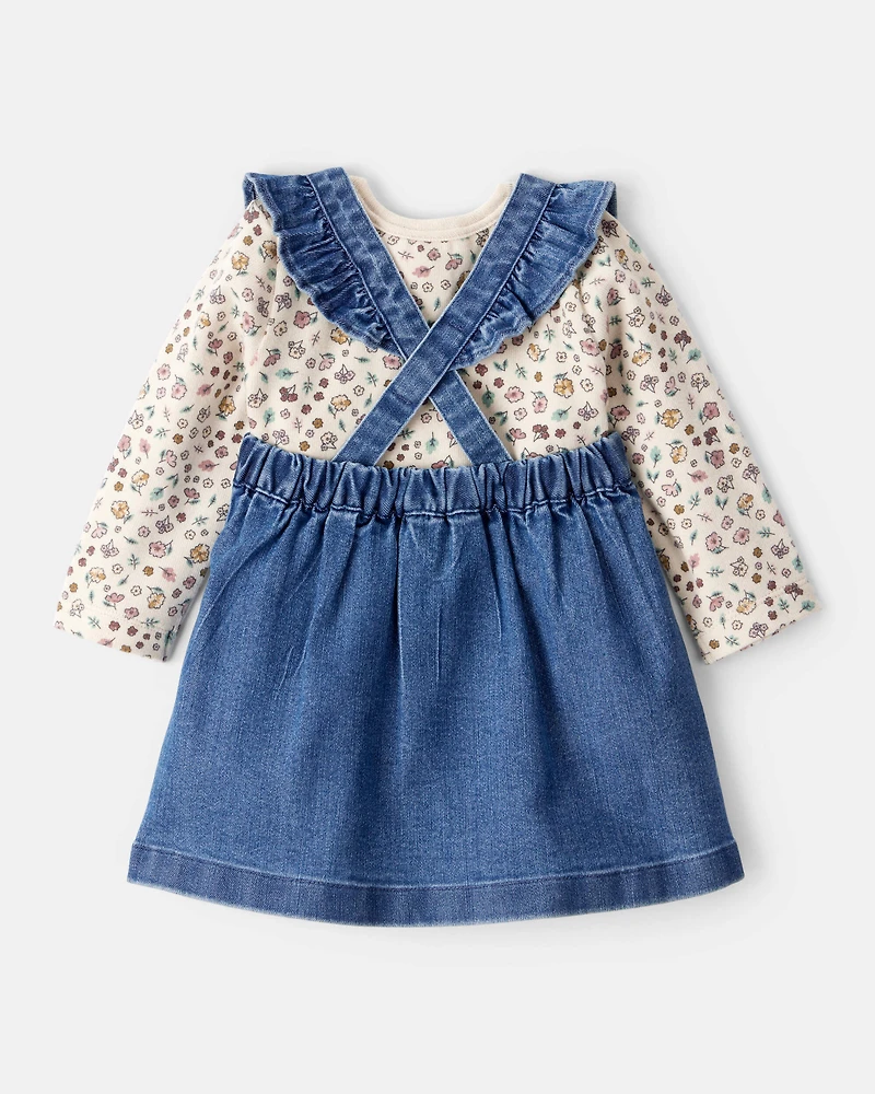 Baby Girl 3-Piece Floral Sleeveless Dress Set - Blue