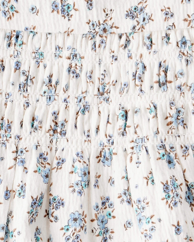 Baby Girl 2-Piece Organic Cotton Crinkled Knit Set in BlueMist Bloom Print