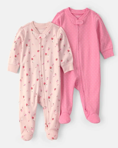 Baby Girl 2-Pack Strawberry Sleep & Play Pajamas - Pink