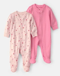 Baby Girl 2-Pack Strawberry Sleep & Play Pajamas - Pink