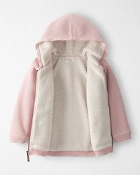 Girls Recycled Sherpa Waffle Knit Hooded Jacket