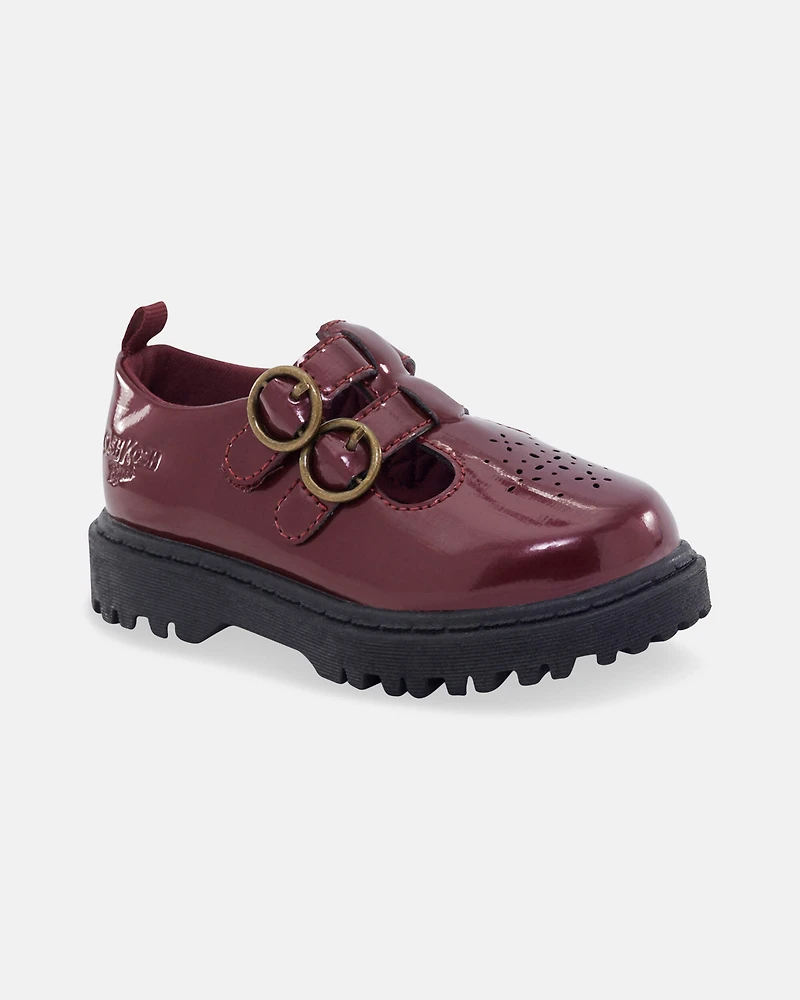Toddler Girl Buckle Platform Casual Shoes - Burgundy