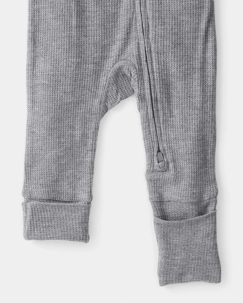 Baby Boy Solid PurelySoft Long-Sleeve 2-Way Zip Sleep & Play Pajamas - Grey