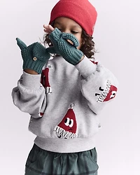 Toddler Neutral Foldover Mittens - Green