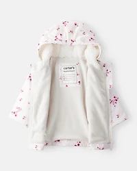 Baby Girl Floral Long-Sleeve Midweight Anorak Jacket - White
