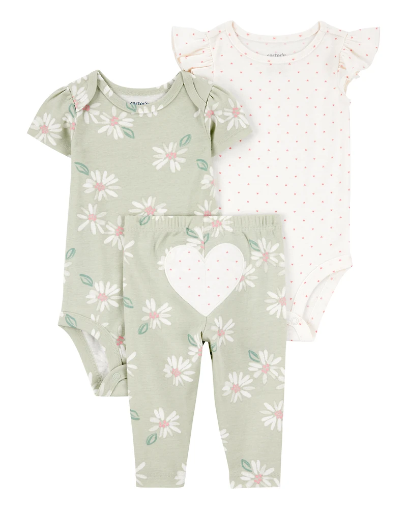 Baby Girl 3-Piece Heart Little Character Set