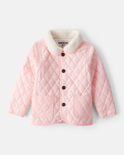 Toddler Girl Quilted Long-Sleeve Fashion Jacket - Pink
