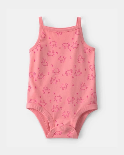 Baby Girl Crab Sleeveless Graphic Bodysuit - Pink
