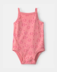 Baby Girl Crab Sleeveless Graphic Bodysuit - Pink