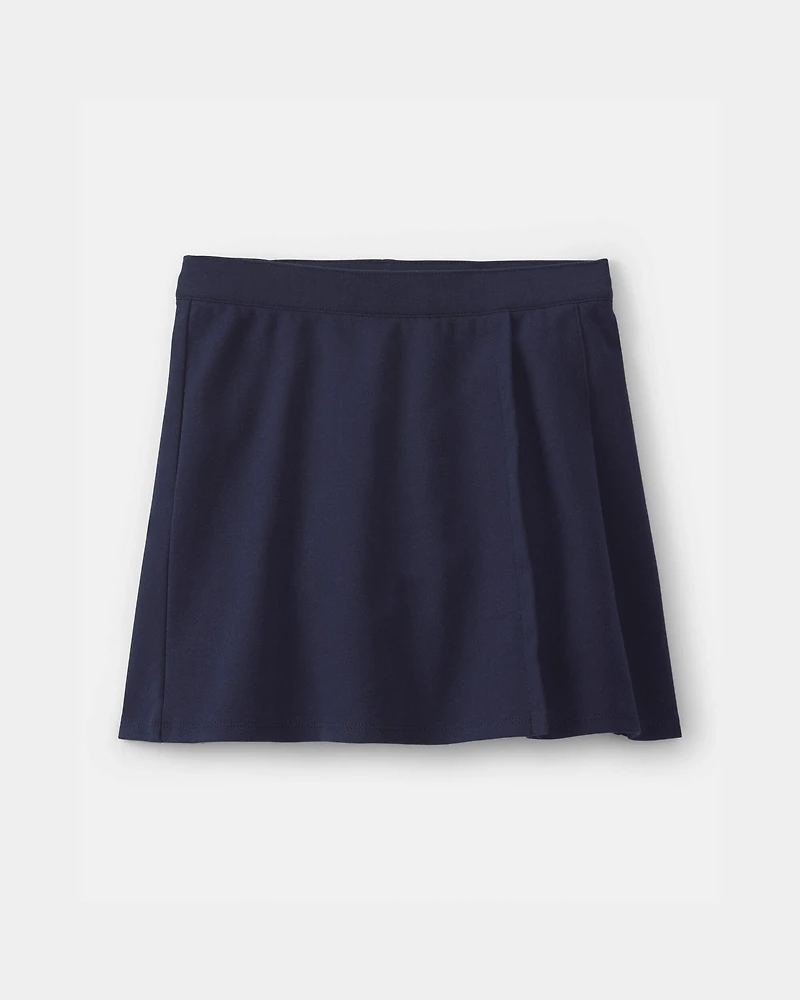 Girls 2-Pack Uniform Ponte Skort - Navy