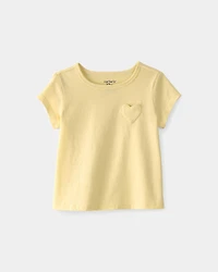 Baby Girl Heart Pocket Top - Yellow
