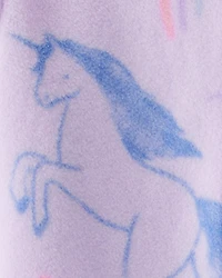 Baby Girl Unicorn Print Loose Fit Long-Sleeve 2-Way Zip 1-Piece Pajamas - Purple