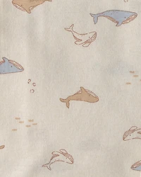 Baby 4-Pack Whale Receiving Blankets - Blue/Ivory