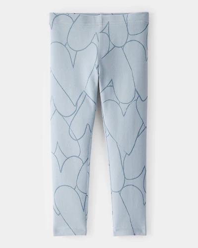 Toddler Girl Cotton Heart Stretch Leggings - Blue