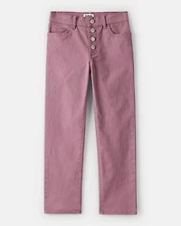 Girls Button-Front Straight Leg Pants - Purple