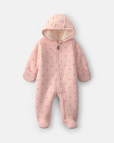 Baby Girl Sheep Teddy Fleece Long-Sleeve Jumpsuit - Pink