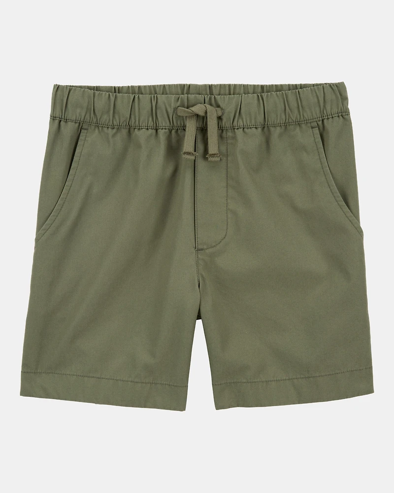 Boys Pull-On Poplin Shorts - Olive