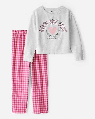 Girls Heart Fleece Loose Fit 2-Piece Pajamas