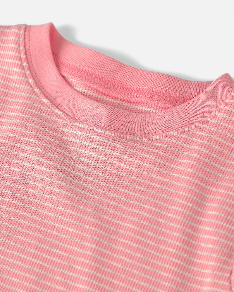 Baby Girl 2-Piece Organic Cotton Ribbed Pajama Set in Stripes