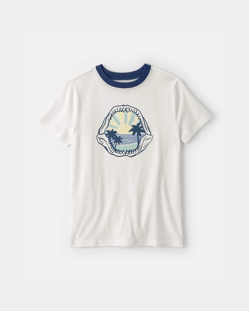 Kids Shark Fossil Graphic Tee - Ivory