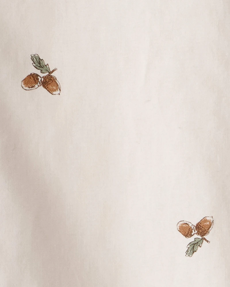 Toddler Boy Poplin Acorn Print Button-Front Shirt - Khaki