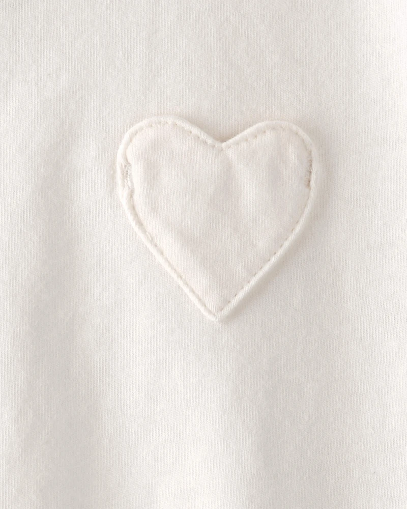Baby Girl Heart Pocket Top - Ivory