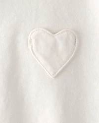 Baby Girl Heart Pocket Top - Ivory