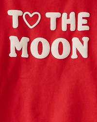Toddler 2-Piece Valentine's Day "To the Moon" Sweatshirt & Jogger Set - Red/Tan