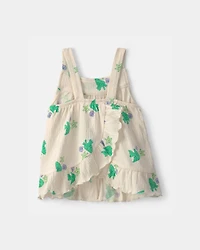 Toddler Girl 2-Piece Fish Ruffle Top & Short Set - Green/Ivory