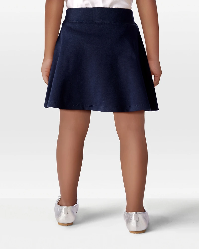 Toddler Girl Ponte Knit Uniform Skort - Navy