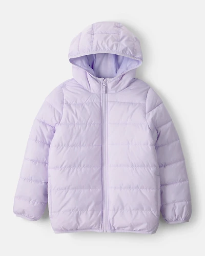Kid Packable Hooded Puffer Jacket - Purple