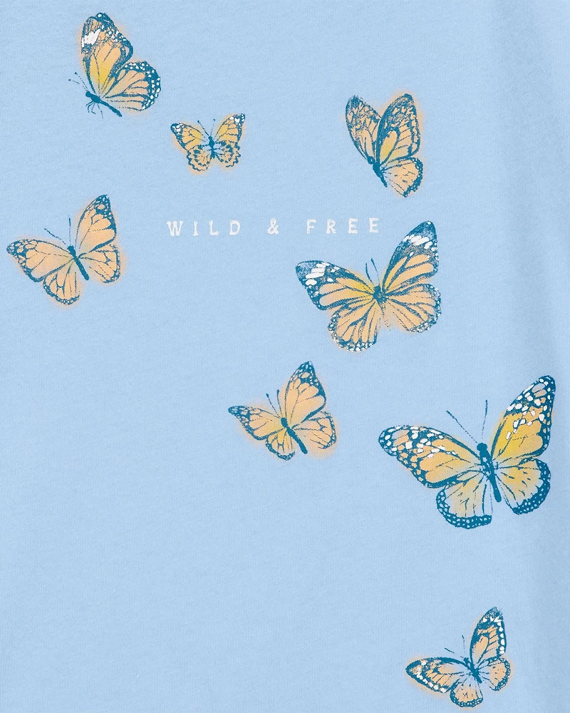 Kid Butterfly Short-Sleeve Graphic Tee - Blue
