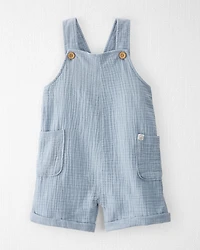 Toddler Organic Cotton Gauze Shortall in Blue