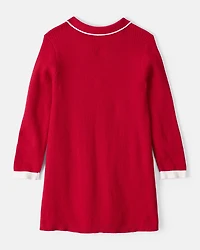 Toddler Girl Cotton Long-Sleeve Occasion Dress - Red