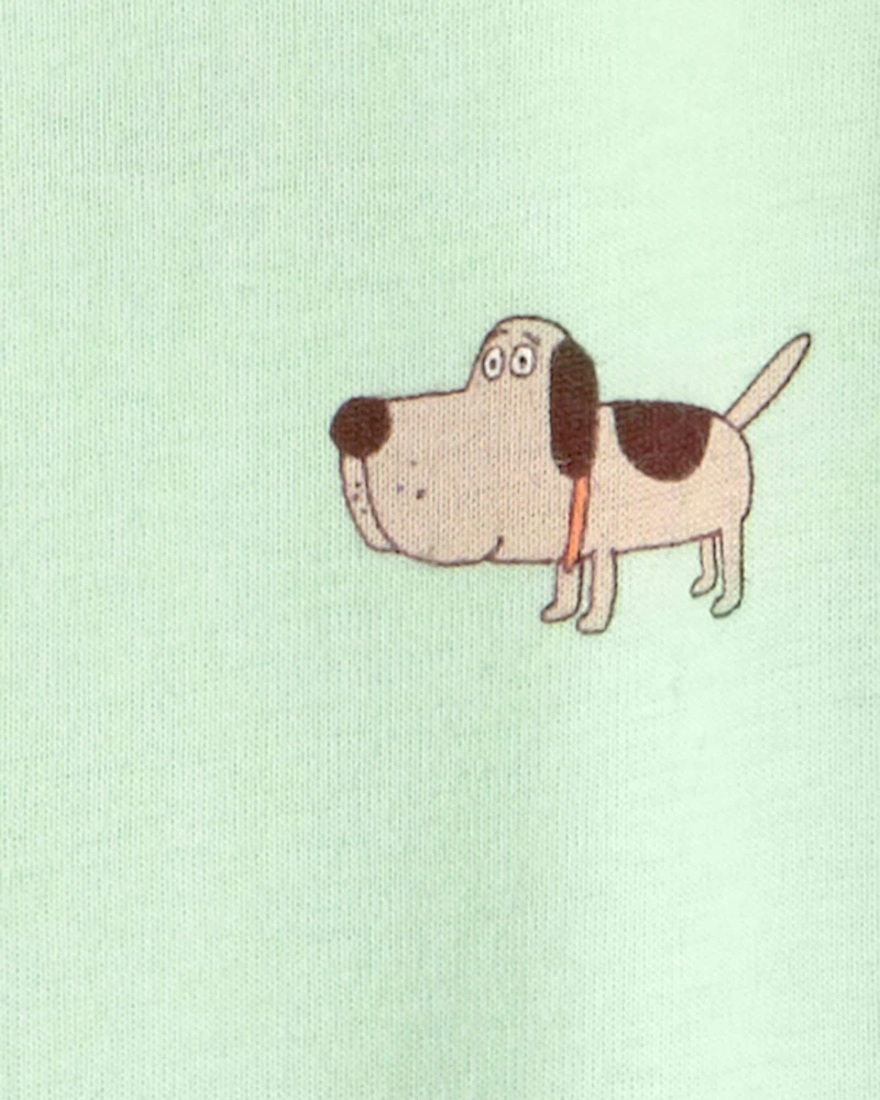 Toddler Dog 100% Cotton Snug Fit 1-Piece Pajama - Green