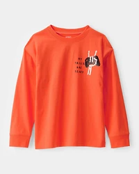 Kid Halloween Video Game Long-Sleeve Graphic Tee - Orange