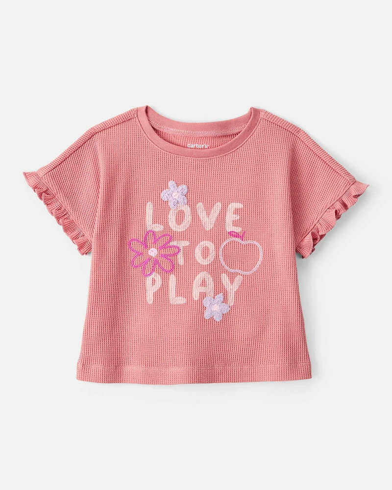 Baby Girl 2-Piece Love to Play Graphic Tee & Cargo Joggers Set - Ivory/Pink