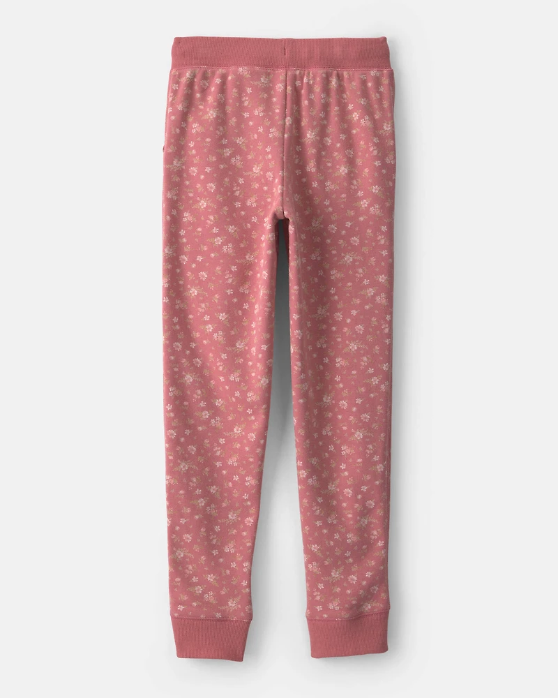 Girls Floral Drawstring Knit Joggers