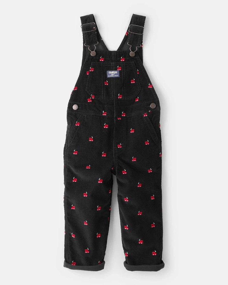 Toddler Train Corduroy Overalls - Black