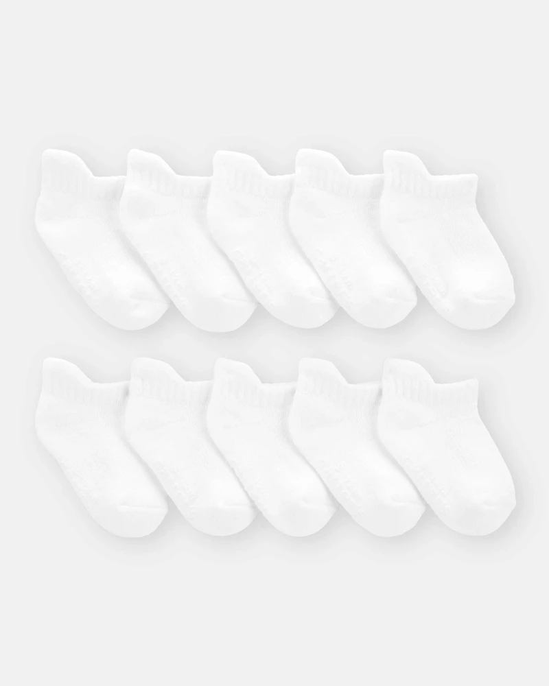 Baby Boy 10-Pack No Show Socks - White