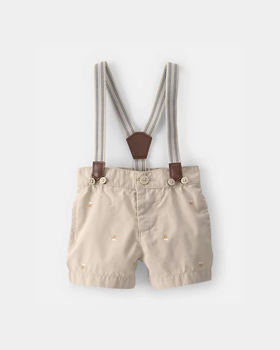 Baby Boy Disney© Winnie the Pooh Honey Bee Suspender Shorts - Khaki