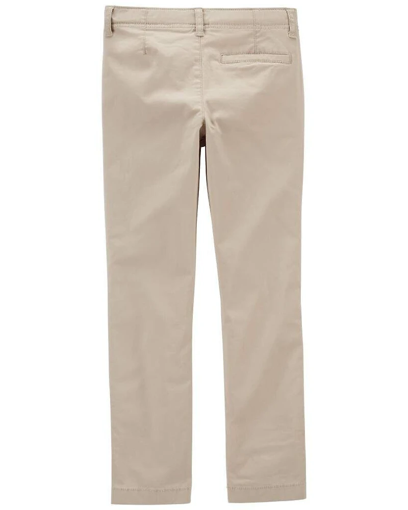 Boys Husky Fit Stretch Chino Pants - Khaki