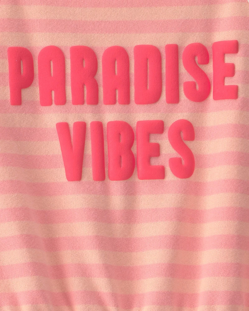 Girls 'Paradise Vibes' French Terry Romper - Coral
