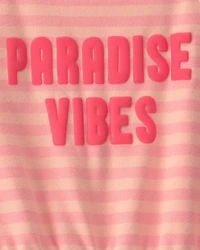 Girls 'Paradise Vibes' French Terry Romper - Coral