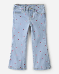 Toddler Girl  Light Wash Heart Denim Jeans - Blue