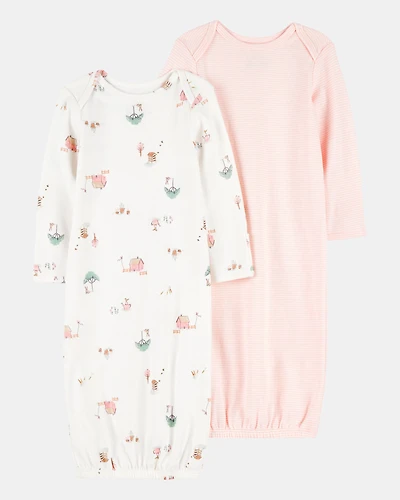 Baby 2-Pack Sleeper Gowns - Pink