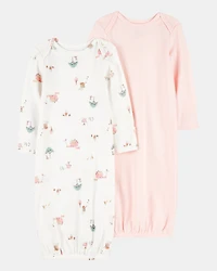 Baby 2-Pack Sleeper Gowns - Pink