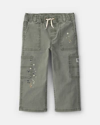 Toddler Boy Splatter Paint Wide-Leg Carpenter Pants - Green