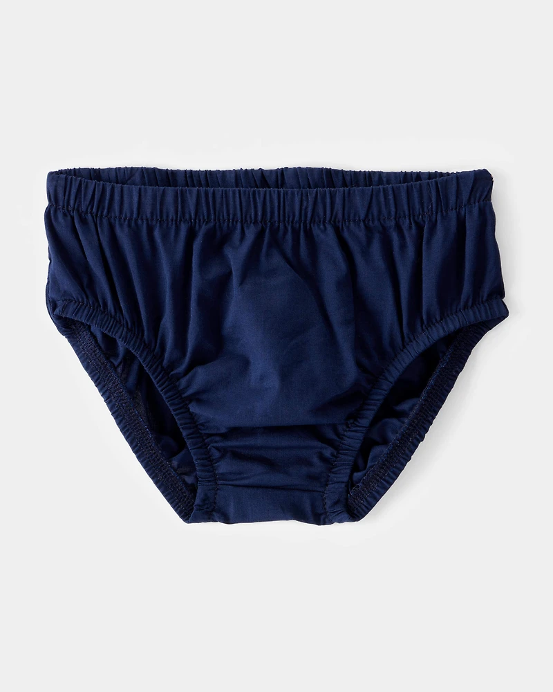 Baby Polka Dot Chiffon Crinkle Short-Sleeve Dress - Navy